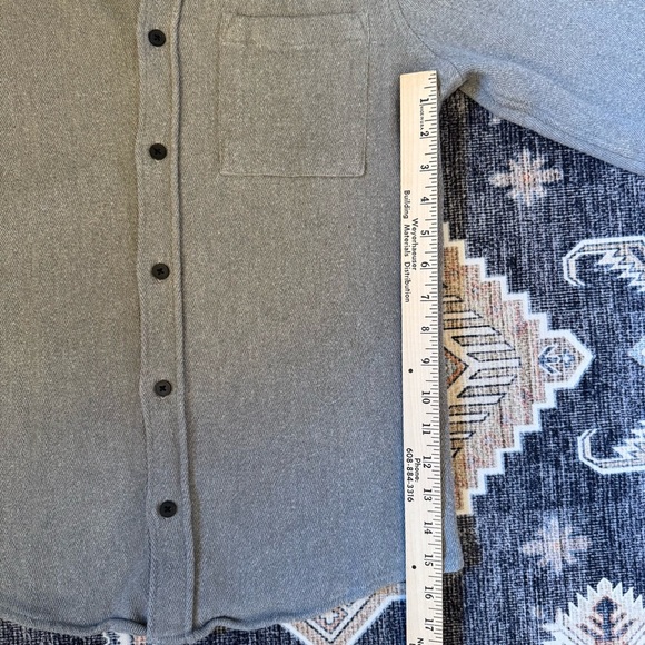 Zara Men’s Gray 100% Cotton Herringbone Shacket Sweater Button Down Size Medium - Picture 12 of 14